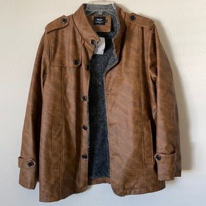 Brown faux leather jacket size: XL